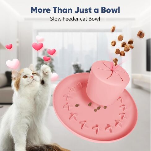 AAA AMUSANG Cat Slow Feeder Bowl, Silicone Material Cat Toy Bowl, Cat Fun Slow Feeder, Suction Cup Cat Bowl Slow Feeder, Lightweight, Durable and Easy to Clean Cat Feeder Purple in Saudi Arabia