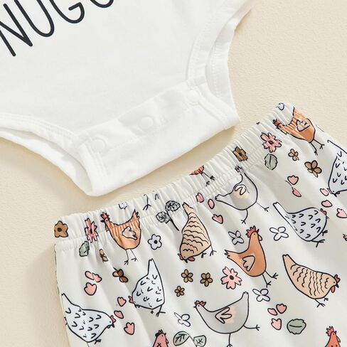 مجموعة ملابس المزرعة للفتيات حديثي الولادة مكونة من 3 قطع من رومبير بأكمام طويلة وسروال مع عصابة رأس ملابس خريفية in Kuwait