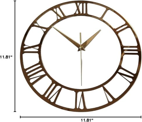 11.81 Inch (30cm) Gold Classic Clock Face with Clock Hands for Resin, Crafts, DIY, Round Mirror Acrylic Clock Dial Plate with Roman Numerals in Saudi Arabia