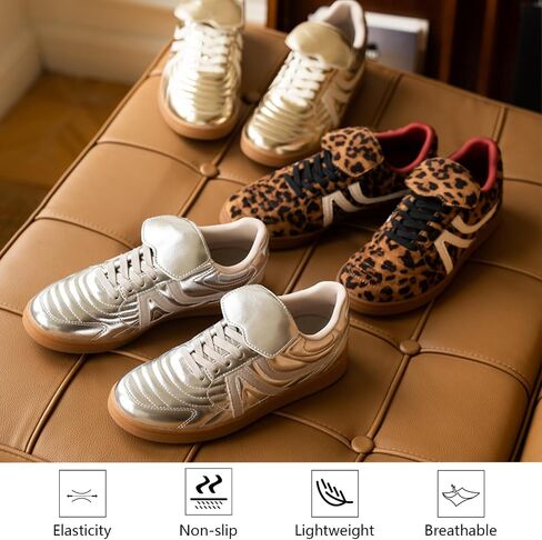 Rosella Carlie Women's Walking Sneakers Low-Top Lace-Up Val Comfortable Casual Athletic Non-Slip Running Fashion Sneakers Shoes Leapard in Saudi Arabia