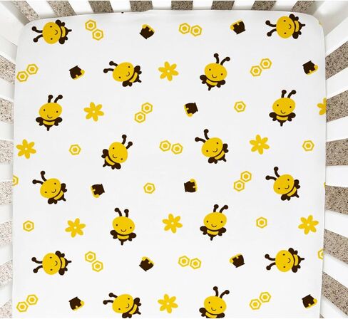 Baby Crib Sheets for Boys and Girls Cartoon Bees Floral Honey Ultra Soft Neutral Crib Sheet 28''x52'' Sized for Standard Baby Crib & Toddler Mattress, 4264623 in Saudi Arabia