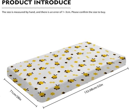 Baby Crib Sheets for Boys and Girls Cartoon Bees Floral Honey Ultra Soft Neutral Crib Sheet 28''x52'' Sized for Standard Baby Crib & Toddler Mattress, 4264623 in Saudi Arabia