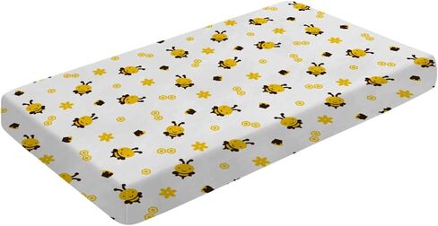 Baby Crib Sheets for Boys and Girls Cartoon Bees Floral Honey Ultra Soft Neutral Crib Sheet 28''x52'' Sized for Standard Baby Crib & Toddler Mattress, 4264623 in Saudi Arabia