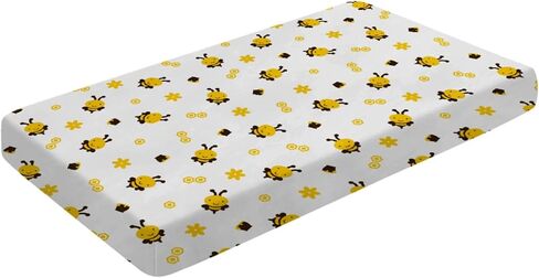 Baby Crib Sheets for Boys and Girls Cartoon Bees Floral Honey Ultra Soft Neutral Crib Sheet 28''x52'' Sized for Standard Baby Crib & Toddler Mattress, 4264623 in Saudi Arabia