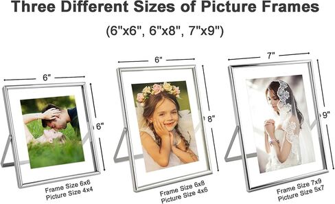 إطارات صور عائمة سوداء - مجموعة من 3 قطع، لحجم الصورة 4×4، 4×6، 5×7، شاشة عرض عمودية على سطح الطاولة، إطار زجاجي معدني لحفلات الزفاف، ديكور المنزل أو المكتب (أسود) in Saudi Arabia