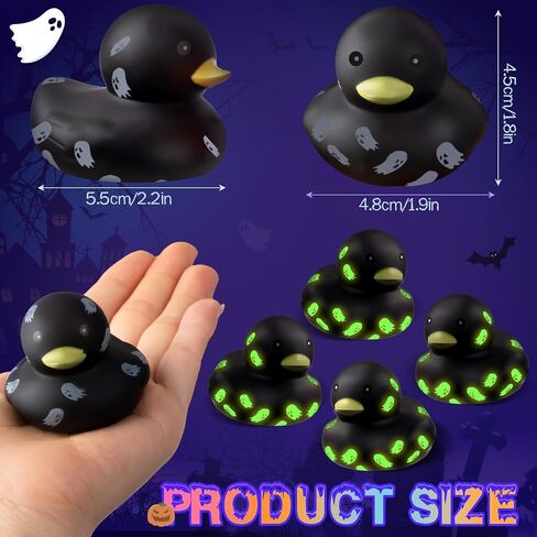 Jenaai Halloween Ducks 2.2 بوصة يتوهج في الظلام البط المطاطي لحفلات الهالوين الخفيفة 6 أنماط البط الهياكل العظمية الخفافيش اليقطين شبكة العنكبوت تصميمات شبح العنكبوت لجميع القديسين (108 قطعة، لون مشرق) in Saudi Arabia
