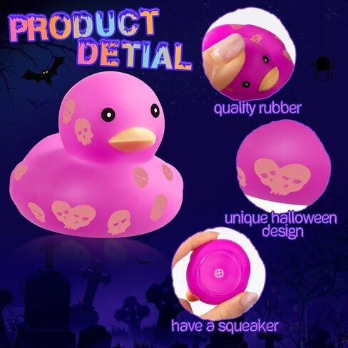 Jenaai Halloween Ducks 2.2 بوصة يتوهج في الظلام البط المطاطي لحفلات الهالوين الخفيفة 6 أنماط البط الهياكل العظمية الخفافيش اليقطين شبكة العنكبوت تصميمات شبح العنكبوت لجميع القديسين (108 قطعة، لون مشرق) in Saudi Arabia