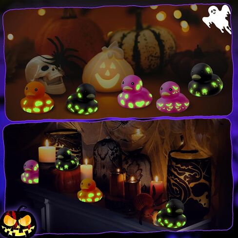Jenaai Halloween Ducks 2.2 بوصة يتوهج في الظلام البط المطاطي لحفلات الهالوين الخفيفة 6 أنماط البط الهياكل العظمية الخفافيش اليقطين شبكة العنكبوت تصميمات شبح العنكبوت لجميع القديسين (108 قطعة، لون مشرق) in Saudi Arabia
