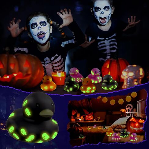 Jenaai Halloween Ducks 2.2 بوصة يتوهج في الظلام البط المطاطي لحفلات الهالوين الخفيفة 6 أنماط البط الهياكل العظمية الخفافيش اليقطين شبكة العنكبوت تصميمات شبح العنكبوت لجميع القديسين (108 قطعة، لون مشرق) in Saudi Arabia