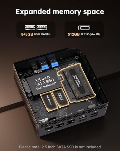 ACEMAGICIAN Mini Gaming PC, AMD Ryzen 7 5700U Dual Channel Mini PC 32GB DDR4 512GB SSD, Mini Desktop Computers Support 4K@60Hz Triple Display/WiFi6/BT5.2/Gaming/Office/Home in Kuwait