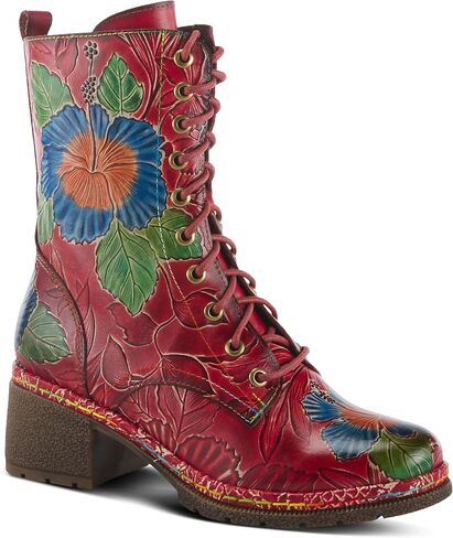 Spring Step L'Artiste Women's Mitsuko Leather Mid Calf Boot Red Multi EU 38 / US 7.5-8 in Saudi Arabia
