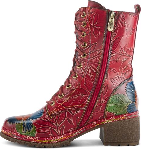 Spring Step L'Artiste Women's Mitsuko Leather Mid Calf Boot Red Multi EU 38 / US 7.5-8 in Saudi Arabia
