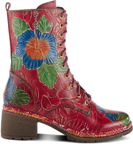 Spring Step L'Artiste Women's Mitsuko Leather Mid Calf Boot Red Multi EU 38 / US 7.5-8 in Saudi Arabia