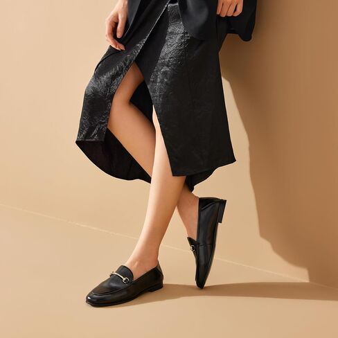 BEAU TODAY Loafers for Women Flats Shoes, Women’s Leather Penny Loafers, Comfortable Slip-on Business Casual Loafers Pointed Toe Non-Slip Office Work Trendy Ladies Flat Dress Shoes in Kuwait
