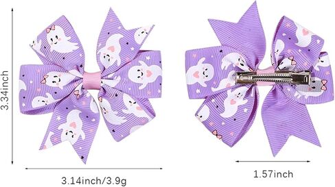 2PCS Halloween Hair Bows Clips Cute Purple Ghost Bows Clips Hairgrips for Halloween Costume Dress Decoration Halloween Hair Clip Barrettes Alligator Hairpins for Kids Toddler Girls in Kuwait