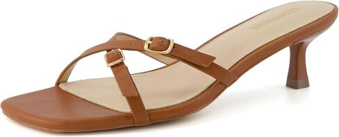 CUSHIONAIRE Milan Kitten Heels for Women, Strappy Heeled Sandals with Cushioned Footbed, Open Toe Slip On Dressy Sandal, Wide Widths Available in Saudi Arabia