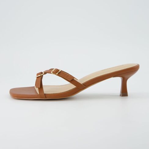 CUSHIONAIRE Milan Kitten Heels for Women, Strappy Heeled Sandals with Cushioned Footbed, Open Toe Slip On Dressy Sandal, Wide Widths Available in Saudi Arabia