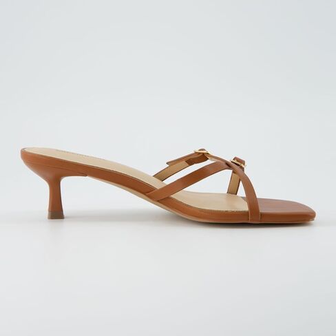 CUSHIONAIRE Milan Kitten Heels for Women, Strappy Heeled Sandals with Cushioned Footbed, Open Toe Slip On Dressy Sandal, Wide Widths Available in Saudi Arabia