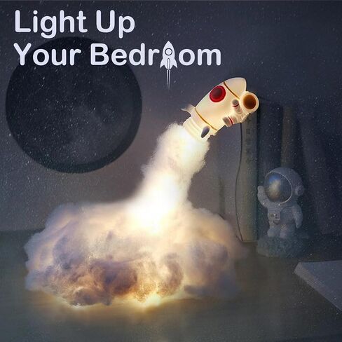 HOUDI DIY Rocket Night Light for Kids, Boys Room Decor, Kids Bedroom Night Light, 4 5 6 7 8 10 Year Old Boy Birthday Gift Ideas, Kids Room Decor Aesthetic, Kids Lamp, Bedroom Decor, Gifts for Boys in Saudi Arabia