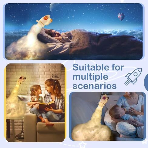 HOUDI DIY Rocket Night Light for Kids, Boys Room Decor, Kids Bedroom Night Light, 4 5 6 7 8 10 Year Old Boy Birthday Gift Ideas, Kids Room Decor Aesthetic, Kids Lamp, Bedroom Decor, Gifts for Boys in Saudi Arabia