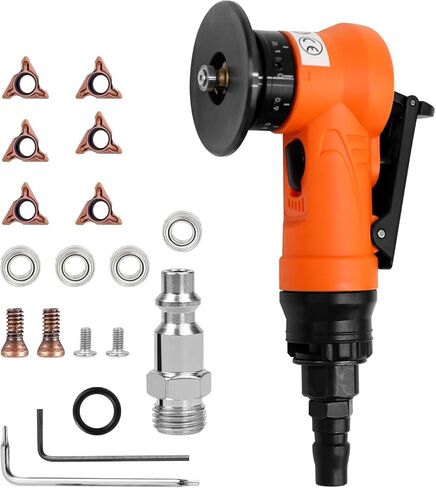Pneumatic Chamfering Tool Handheld, Small Pneumatic Deburring Tool,Mini Air Chamfering Machine Trimming for Metal Wood Beveling (Orange Air Beveler Grinder & C+R Angle Blades) in Kuwait