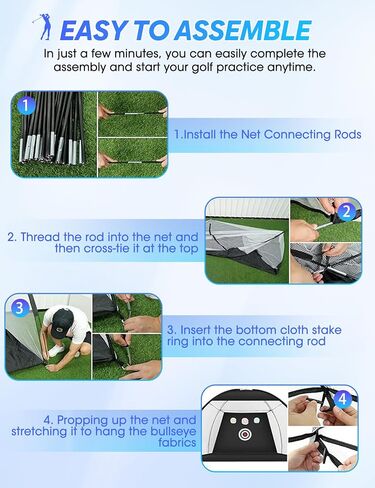 Golf Net, 10x7ft Golf Practice Net, Quick Setup, Heavy Duty Golf Hitting Net Indoor Outdoor with Multi-Target/Tri-Turf Mat/Carry Bag for Golf Training Aid Chipping Driving Swing Trainer, Durable in Saudi Arabia