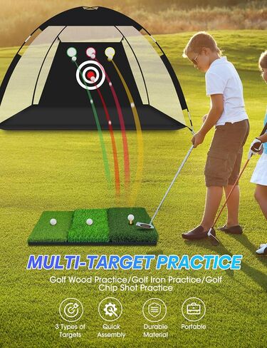 Golf Net, 10x7ft Golf Practice Net, Quick Setup, Heavy Duty Golf Hitting Net Indoor Outdoor with Multi-Target/Tri-Turf Mat/Carry Bag for Golf Training Aid Chipping Driving Swing Trainer, Durable in Saudi Arabia