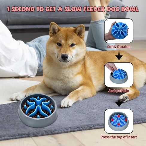 إدراج أوعية تغذية بطيئة للكلاب، إدراج تغذية بطيئة للكلاب من السيليكون مع أكواب شفط قوية مثالية لأوعية الكلاب المصنوعة من الزجاج والسيراميك المصنوعة من الفولاذ المقاوم للصدأ (أسود، حجم صغير) in Kuwait