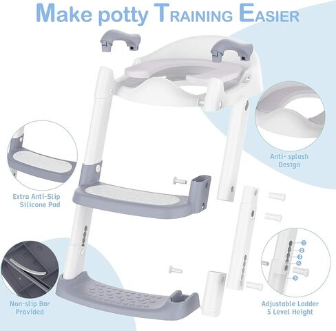 Potty Training Toilet Seat with Step Stool Ladder Toddlers Foldable Potty Training Chair Seats with Handles Splash Guard for Kids Boys Girls in Saudi Arabia