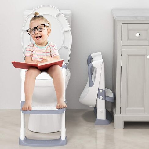 Potty Training Toilet Seat with Step Stool Ladder Toddlers Foldable Potty Training Chair Seats with Handles Splash Guard for Kids Boys Girls in Saudi Arabia