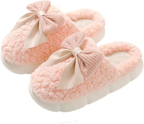 UNICOLD Fuzzy Cute Bow-tie Slippers For Women, Comfy Memory Foam Cloudy Soft Warm Slippers Indoor Outdoor In Winter in Kuwait