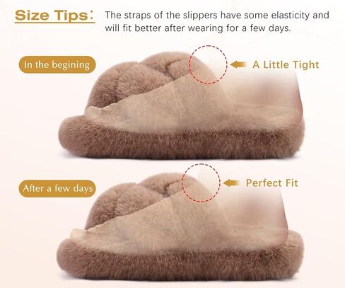 COFACE Women's Fluff Slippers Open Toe Fuzzy Faux Fur Slide Slippers Ladies Comfort House Slippers Fashion Furry Slip On Platform Slippers with Arch Support Indoor Outdoor Sole in Saudi Arabia
