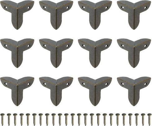 uxcell 12 Pcs Decorative Box Corner Cover, 22mm Metal Edge Guard, Furniture Corner Edges Protector with Screws, Bronze in Saudi Arabia