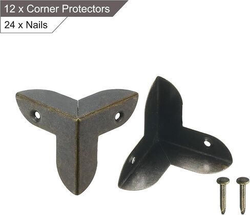 uxcell 12 Pcs Decorative Box Corner Cover, 22mm Metal Edge Guard, Furniture Corner Edges Protector with Screws, Bronze in Saudi Arabia