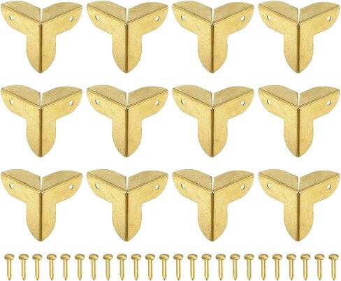 uxcell 12 Pcs Decorative Box Corner Cover, 22mm Metal Edge Guard, Furniture Corner Edges Protector with Screws, Bronze in Saudi Arabia