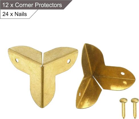 uxcell 12 Pcs Decorative Box Corner Cover, 22mm Metal Edge Guard, Furniture Corner Edges Protector with Screws, Bronze in Saudi Arabia
