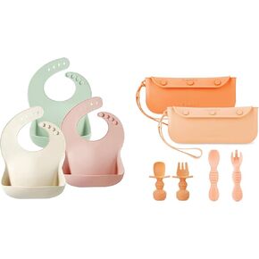 PandaEar Silicone Baby Bibs & Silicone Baby Spoons & Forks