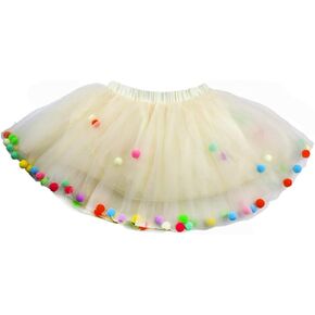 Baby Girls Tutu Dress Pom Pom Balls Soft Tulle Tutu Dress for Toddler Girls