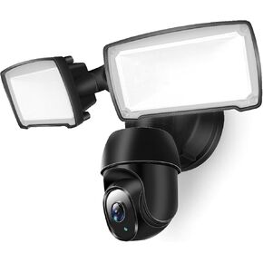 Floodlight Security Camera,Outdoor 360 PTZ Surveillance Camera,355 Pan & 90 Tilt,1080P, 2000 Lumens, Weatherproof, Auto Tracking, Color Night Vision, 90db Siren