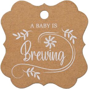 Summer-Ray 50pcs A Baby is Brewing Baby Shower Favors Gift Tags Thank You Tags (White)