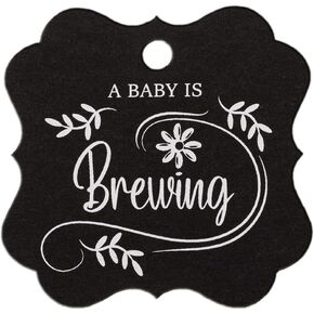 Summer-Ray 50pcs A Baby is Brewing Baby Shower Favors Gift Tags Thank You Tags (White)