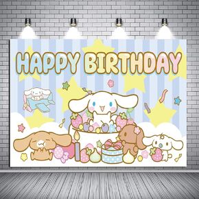 1Pcs Cinna-morolls Party Decoration Banner Photography Background for Kids Birthday Party Cinna-morolls Photo Booth Props (4.16X2.3 Ft)