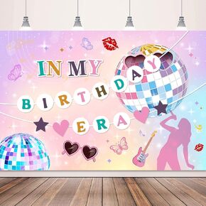 Singer Birthday Party Decorations Backdrop Banner 5x3Ft in My Birthday Era Banner Music Themed Party Decorations Background Photo Booth Props for Wall Decor
