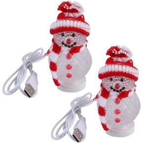 Mobestech 2pcs Christmas Lights USB Snowman Lights USB Charging Night Light Christmas Decoration for Living Room Nursery Room