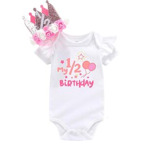 Halfway to One baby Girls 1/2 Year girls Sweet its My half Birthday girl Outfit flower