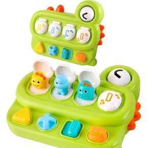 Interactive Pop Up Dinosaur Toy for Toddlers 1-3, Cause and Effect Toy Dino Figures Hide and Peek Toy for Baby 1 Year old Developmental Toy for Boys Girls 9-12 Month Christmas Easter Birthday Gift