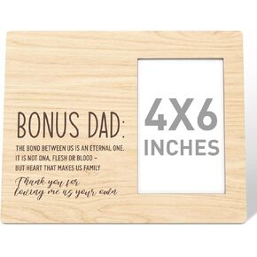 Stepdad Gift Wood Photo Frame, One Who Selflessly Steps up to Provide Protect, Christmas Birthday Father's Day Picture Frame Gifts for Bonus Dad Stepfather from Daughter Son Best Stepdad Ever Gift