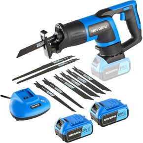 20V Cordless Reciprocating Saw,0-3000 SPM 22mm Reciprocating Stroke Saw Reciprocating with 2 x 4.0Ah Battery & 8 Saw Blades for Wood Metal PVC Cutting