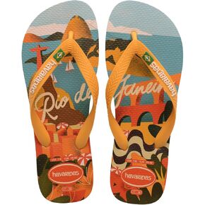 Havaianas for Women - Top Postcard Print Flip Flops - Yellow Pop - 9/10