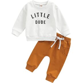 Karwuiio Toddler Baby Boy Clothes Outfits Long Sleeve Letter Sweatshirt Tops Joggers Pants Infant Fall Winter Clothes Set